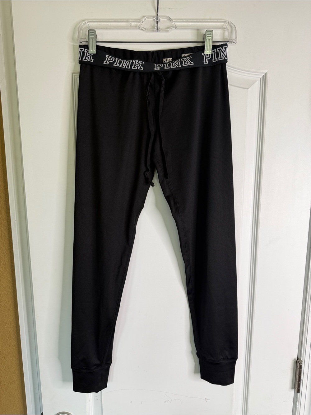 PINK Victoria's Secret Ultimate  Black Jogger Sweatpants W/ Logo Waistband Sz XS